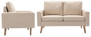 vidaXL 2 pcs conjunto de sofás tecido cor creme