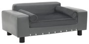 Sofá para cães 81x43x31 cm pelúcia e couro artificial cinzento