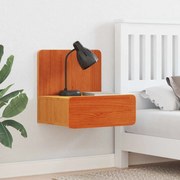vidaXL Mesa de Cabeceira Montada na Parede com gaveta Castanho-mel