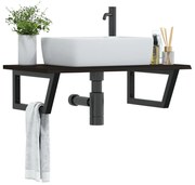 vidaXL Prateleira de parede p/ lavatório aço/madeira carvalho maciça