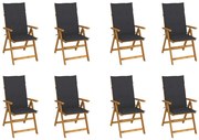 vidaXL Cadeiras de jardim dobráveis c/ almofadões 8 pcs acácia maciça