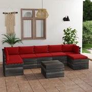 8 pcs conjunto lounge de paletes com almofadões pinho maciço