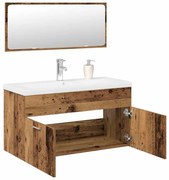 vidaXL 3 pcs conj. móveis casa banho derivados madeira madeira velha