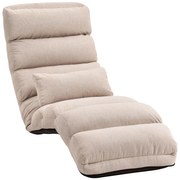 HOMCOM Poltrona conversível 1 lugar com encosto e encosto de cabeça ajustáveis em 5 posições, 58x119x78cm, bege | Aosom Portugal