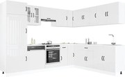 vidaXL 14 peças armário de cozinha conjunto Lucca brilho branco