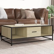vidaXL Mesa de centro 100x57x35cm deriv. madeira/metal carvalho sonoma