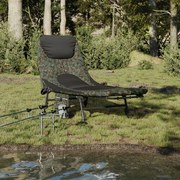 vidaXL Espreguiçadeira pesca c/ pernas ajustáveis dobrável camuflagem