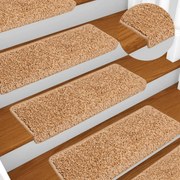 vidaXL Tapetes de escada 10 peças 65x21x4 cm bege com borda retangular