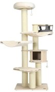 Árvore para gatos de madeira maciça com 4 níveis, postes de sisal para arranhar e tapete