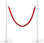 vidaXL Corda p/ barreira/pilar de delimitação veludo vermelho/prateado