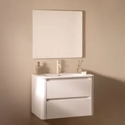 Conjunto De Móveis De Banheiro De Madeira Egerton Com Pia Integrada Branco & Led Retangular E Anti-embaciamento 80x70 Cm Riben & Tapioca - Sklum