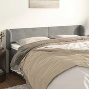 vidaXL Cabeceira de cama c/ abas veludo 203x23x78/88 cm cinzento-claro