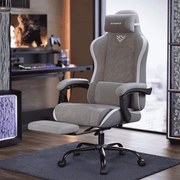 Cadeira ergonómica gaming/escritório com apoio para os pés e almofada de molas cinzenta