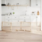 vidaXL Portão para cães com porta dobrável, 4 painéis, 320 cm, madeira de álamo