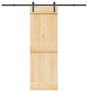 vidaXL Porta de correr com ferragens 70x210 cm madeira de pinho maciça