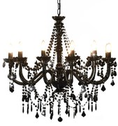 Lustre com contas lâmpadas 12 x E14 preto