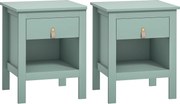 HOMCOM Lote de 2 Mesas de Cabeceira com Gaveta e Compartimento Aberto 45x40x55 cm Verde | Aosom Portugal