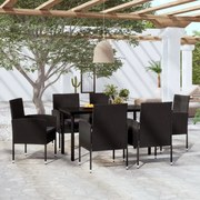 7 pcs conjunto de jantar para jardim preto