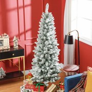 Árvore de Natal Artificial Coberta de Neve 180 cm com 479 Ramos e Suporte de Metal Árvore Natalícia para Sala Interior Verde