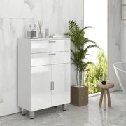 Móvel Auxiliar Casa de Banho 2 Gavetas e Armário 60x30x93 cm Branco