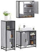 vidaXL 3 pcs Conjunto móveis casa de banho madeira proc. cinza sonoma