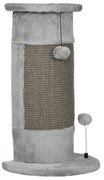 PawHut Poste de Arranhar para Gatos 58 cm Arranhador para Gatos com Poste de Sisal e Bolas Suspensas 34x25,5x58 cm Cinza