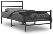 vidaXL Estrutura de cama com cabeceira e pés 100x200 cm metal preto
