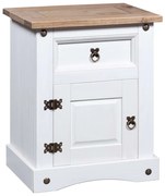 Mesa de cabeceira Corona pinho mexicano 53x39x67 cm branco