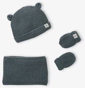 Conjunto gorro, gola snood e luvas, para bebé  verde