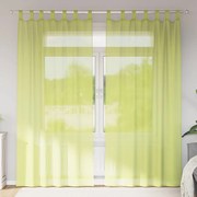 vidaXL Cortinas de voile com aba 2 pcs verde-maçã