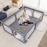 Cercadinho para bebês com 50 bolas, 2 portas, malha respirável e zíper, cinza