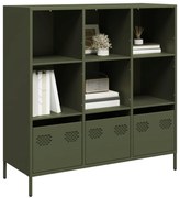 vidaXL Móvel alto 101,5x39x103,5 cm aço verde azeitona