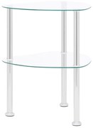 vidaXL Mesa de apoio c/ duas prateleiras 38x38x50cm vidro transparente