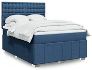 vidaXL Cama com molas/colchão 140x200 cm tecido azul