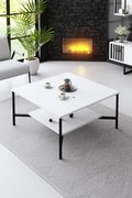 Mesa de Centro Black Line – Branco/Preto – 80x80x40 cm