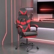 Cadeira gaming c/ apoio pés couro artificial preto e vermelho