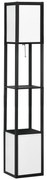 HOMCOM Candeeiro Pé Madeira Prateleira Suporte Lâmpada E27 Estilo Moderno 26x26x156 cm Preto Branco Elegante Decoração | Aosom Portugal