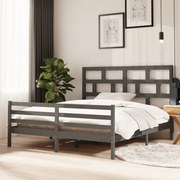 Estrutura de cama super king 180x200 cm madeira maciça cinzento