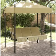 vidaXL Banco baloiço para jardim com toldo aço areia