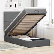 vidaXL Cama otomana com colchão 90x200 cm tecido cinzento escuro