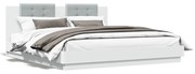 vidaXL Estrutura de cama com cabeceira e luzes LED 200x200 cm branco