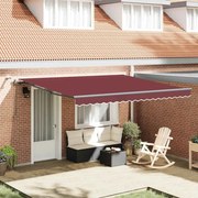 vidaXL Toldo retrátil automático com luzes LED 400x300 cm bordô