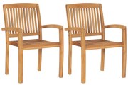 vidaXL Cadeiras de jantar jardim empiháveis 2 pcs madeira teca maciça