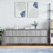 vidaXL Aparadores 3 pcs madeira processada cinzento sonoma