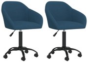 Cadeiras de jantar giratórias 2 pcs veludo azul