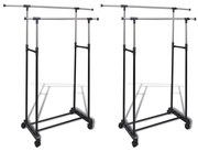 vidaXL Cabides para roupas ajustáveis com 2 varões 2 pcs