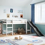 vidaXL Cama alta p/ criança sem colchão 90x200 cm pinho maciço branco