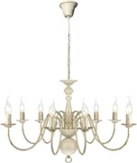 Candelabro de metal branco antigo com 8 lâmpadas E14