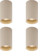 Conjunto de 4 focos de superfície modernos bege GU10 50mm redondos - Tuba