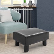 Apoio para os Pés Pufe Banco Pequeno Estofado em Pele Sintética com Assento Acolchoado e Pés de Plástico 40x30x24 cm Preto